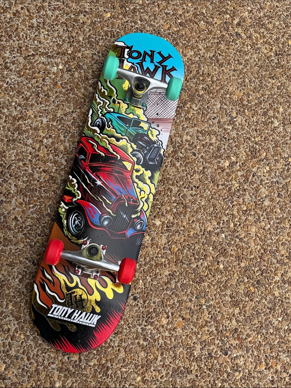 Tony Hawk Black Skateboard Deck with Teal Logo and Red Hardware - Picture 3 of 17